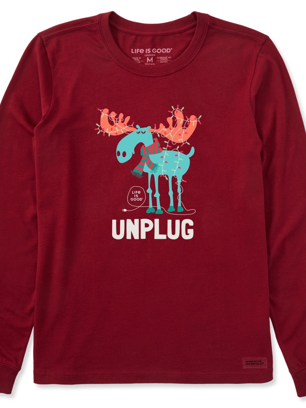 Life is Good Men’s 2XL Unplug Christmas Long-Sleeve Tee - Red New NWT